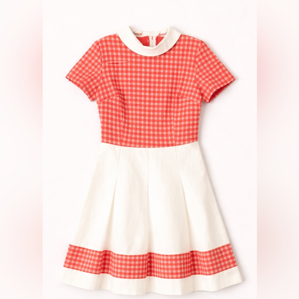 Vintage 1950s Red Gingham Fit & Flare Dress Large • Rockabilly Mad Men Checkered - Picture 2 of 5